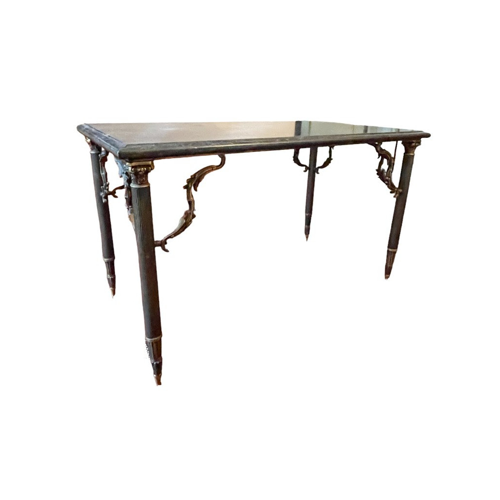 Mesa de apoio em bronze e mármore