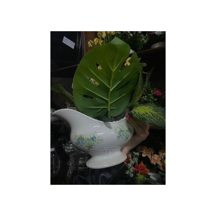 Gravy boat flower set "green and blue flowers"