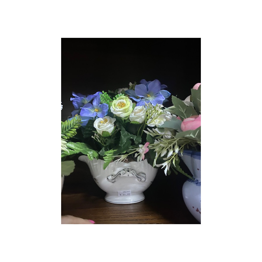 Flower set with bowl of flowers and floral details
