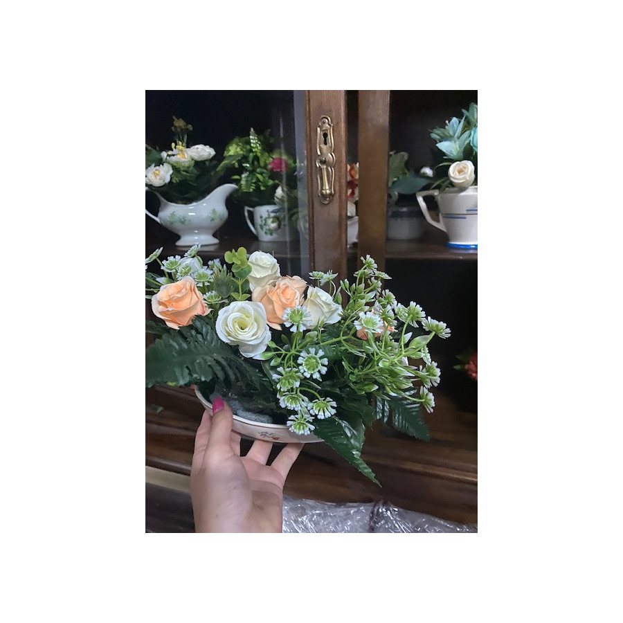 Small white floral platter flower set