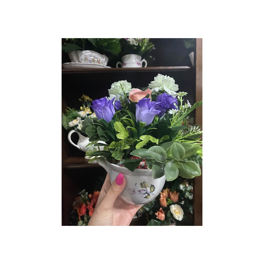 Cup flower set with printed floral set