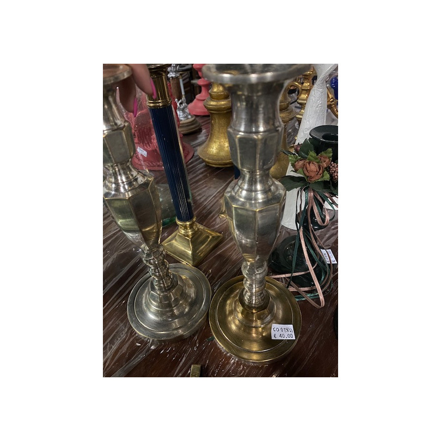 Candelabro  prata/dourado conjunto 2