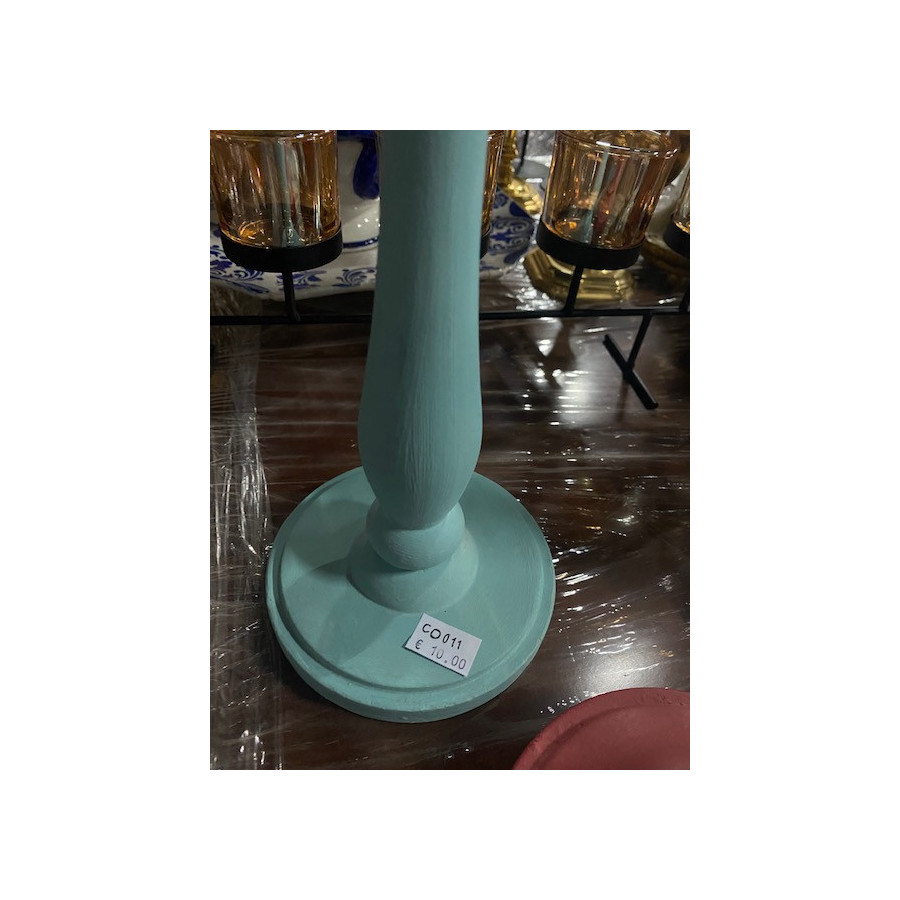 Candelabro madeira azul